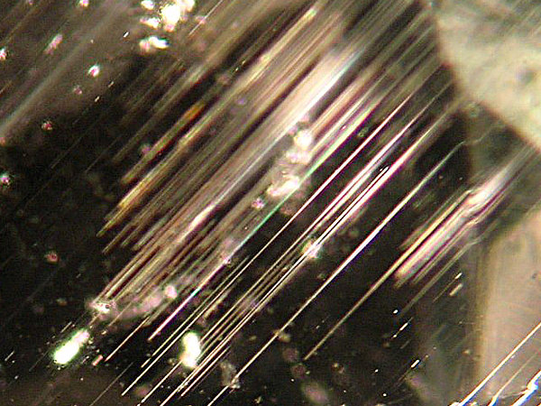 Aquamarine with rainfall inclusions